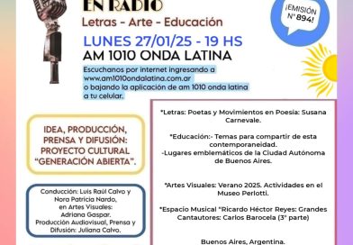 Generación Abierta en Radio: Emisión N° 894,                                          Lunes 27 de Enero de 2025