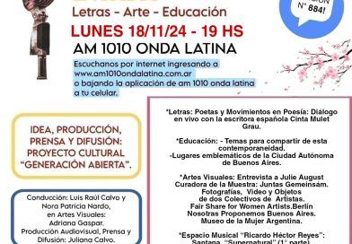 Generación Abierta en Radio: Emisión N° 884,                                          Lunes 18 de Noviembre de 2024